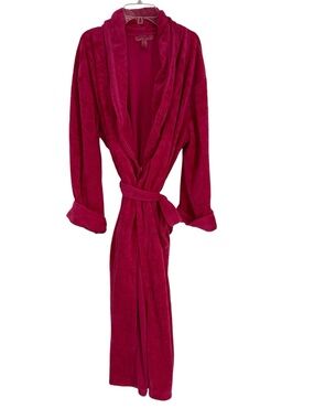 Betsey Johnson Intimates Hot Pink Bath Robe Women’s Size Large plush velour